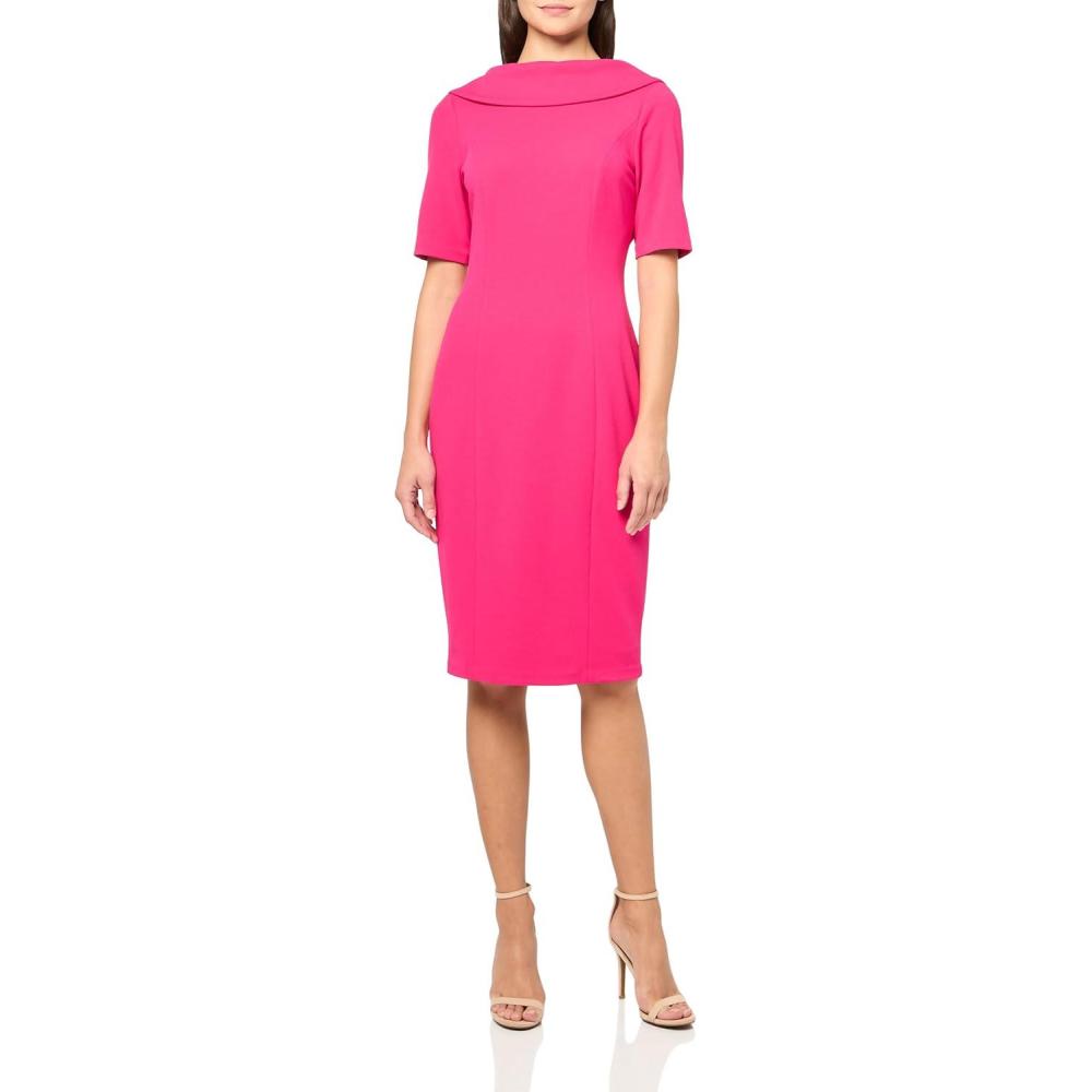 imageAdrianna Papell Womens Roll Neck Sheath with V BackGeranium