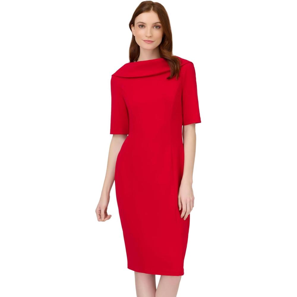 imageAdrianna Papell Womens Roll Neck Sheath with V BackRed
