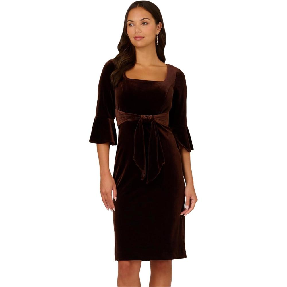 imageAdrianna Papell Womens Tie Front DressDark Brown