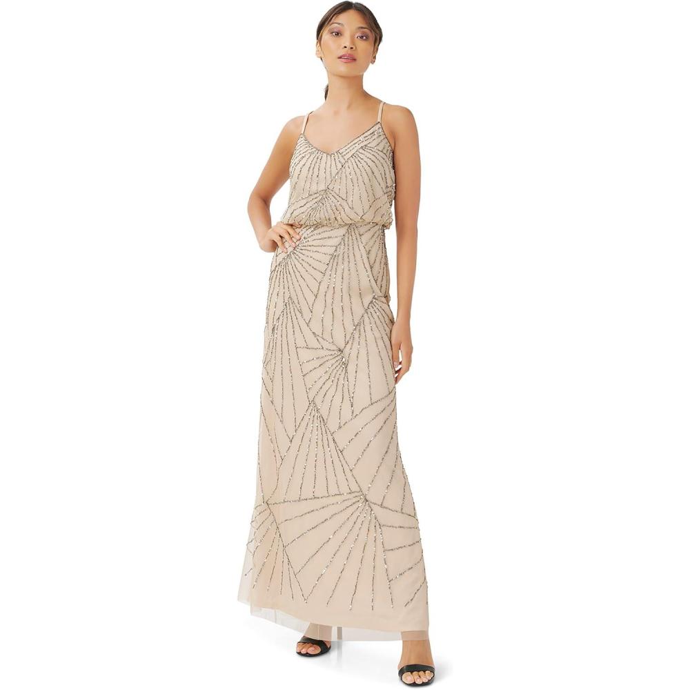 imageAdrianna Papell womens Beaded Tank Blouson GownNude