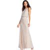 imageAdrianna Papell Womens Halter Blouson Beaded GownSilverNude