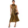 imageAdrianna Papell Womens Halter Pleated Metallic DressGold