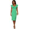 imageAdrianna Papell Womens Knit Crepe Ruffle MIDI DressFlora Green
