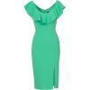 imageAdrianna Papell Womens Knit Crepe Ruffle MIDI DressFlora Green