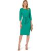 imageAdrianna Papell Womens Knit Crepe Tie Waist SheathDressBotanic Green