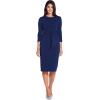 imageAdrianna Papell Womens Knit Crepe Tie Waist SheathDressNavy Sateen