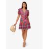 imageAdrianna Papell Womens Printed Short Flounce DressHot PinkMulti