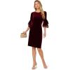 imageAdrianna Papell Womens Velvet Bell Sleeve Short DressBordeaux