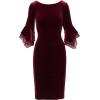 imageAdrianna Papell Womens Velvet Bell Sleeve Short DressBordeaux