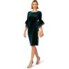 imageAdrianna Papell Womens Velvet Bell Sleeve Short DressHunter