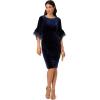 imageAdrianna Papell Womens Velvet Bell Sleeve Short DressMidnight