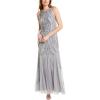 imageAdrianna Papell Womens Beaded Halter GownSilver Mist