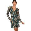 imageAdrianna Papell Womens Crinkle Foil Wrap DressTeal SapphireGold