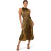 imageAdrianna Papell Womens Halter Pleated Metallic DressGold