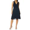 imageAdrianna Papell Womens Jersey and Chiffon Pleat DressBlue Moon