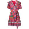 imageAdrianna Papell Womens Printed Short Flounce DressHot PinkMulti