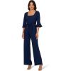 imageAdrianna Papell womens Knit Crepe Tie Front JumpsuitNavy Sateen