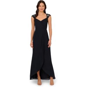 imageAdrianna Papell Womens Bead Yoke Chiffon DressViolet Cobalt