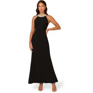 imageAdrianna Papell Womens Beaded Halter GownBlack