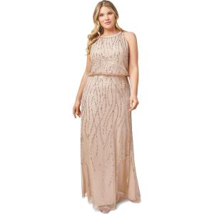 imageAdrianna Papell Womens Beaded Halter GownNude