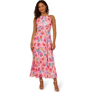 imageAdrianna Papell Womens Floral Chiffon Halter DressIvory Multi