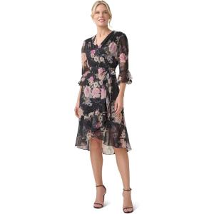 imageAdrianna Papell Womens Floral Chiffon Wrap DressBlack Multi