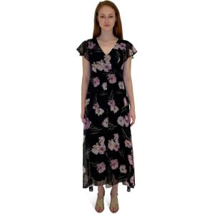 imageAdrianna Papell Womens Floral Print Metallic JumpsuitBlack Multi