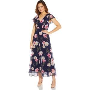 imageAdrianna Papell Womens Floral Print Metallic JumpsuitMidnight Multi
