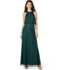 imageAdrianna Papell Womens Halter Blouson Beaded GownDusty Emerald