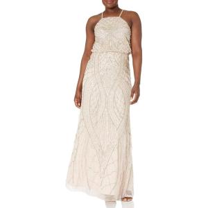 imageAdrianna Papell Womens Halter Fully Beaded Blouson GownShell