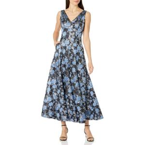 imageAdrianna Papell Womens Jacquard Midi DressBlue Multi