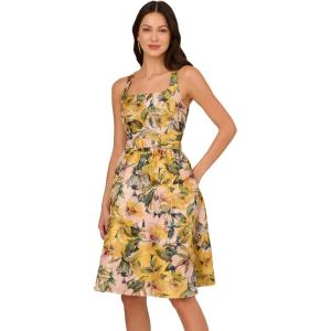 imageAdrianna Papell Womens Jacquard Midi DressYellow Multi