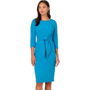 imageAdrianna Papell Womens Knit Crepe TIE Waist Sheath Blue Coast