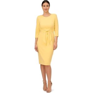 imageAdrianna Papell Womens Knit Crepe Tie Waist SheathDressWarm Sun