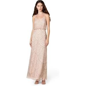 imageAdrianna Papell Womens Long Blouson DressBlushGoldPink