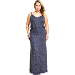 imageAdrianna Papell Womens Long Blouson DressGunmetal