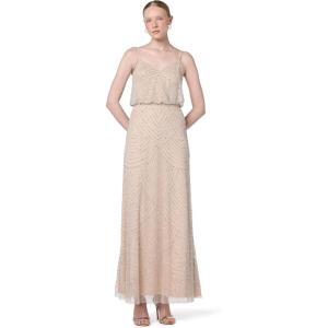 imageAdrianna Papell Womens Long Blouson DressSilverNude