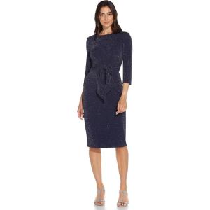 imageAdrianna Papell Womens Metallic Knit Tie Front DressLight Navy