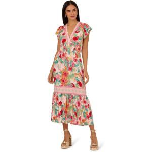 imageAdrianna Papell Womens Printed Midi DressPinkgreen Multi
