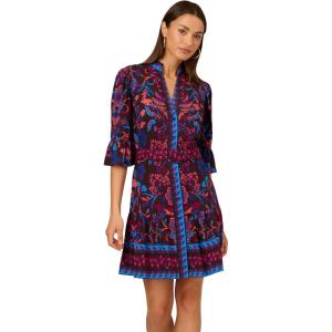 imageAdrianna Papell Womens Printed Short Flounce DressBrown Multi