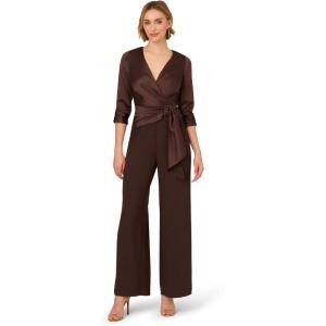 imageAdrianna Papell Womens Satin Crepe JumpsuitDark Brown