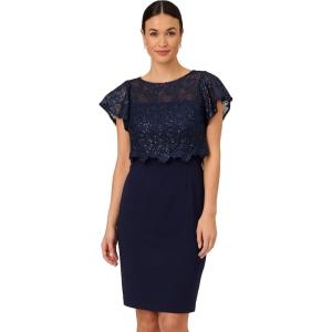 imageAdrianna Papell Womens Sequin Guipure Crepe DressNavy