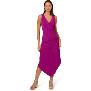 imageAdrianna Papell Womens Shirred Jersey Midi DressWild Magenta
