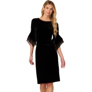 imageAdrianna Papell Womens Velvet Bell Sleeve Short DressBlack