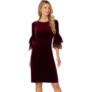 imageAdrianna Papell Womens Velvet Bell Sleeve Short DressBordeaux