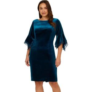 imageAdrianna Papell Womens Velvet Bell Sleeve Short DressDark Teal
