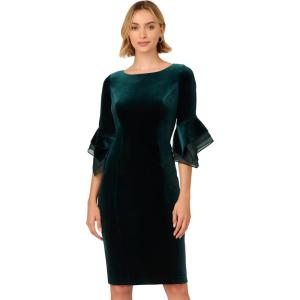 imageAdrianna Papell Womens Velvet Bell Sleeve Short DressHunter