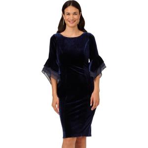 imageAdrianna Papell Womens Velvet Bell Sleeve Short DressMidnight