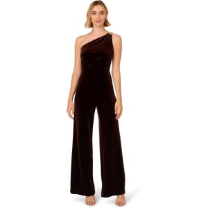 imageAdrianna Papell womens Velvet One Shoulder JumpsuitDark Brown