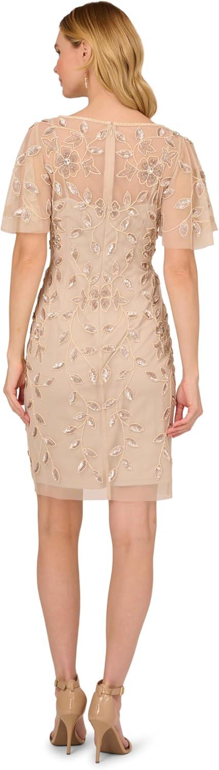 imageAdrianna Papell Womens Beaded Cocktail Dress Latte 8